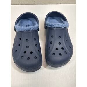 Crocs Navy Blue Slingback Faux Fur Lined Clogs Shoes Mens 5 Womens‎ 7